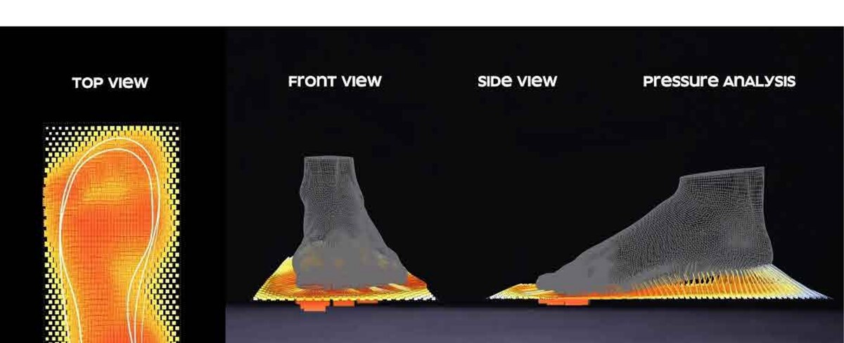 Biomechanical pressure analysis showing even force distribution